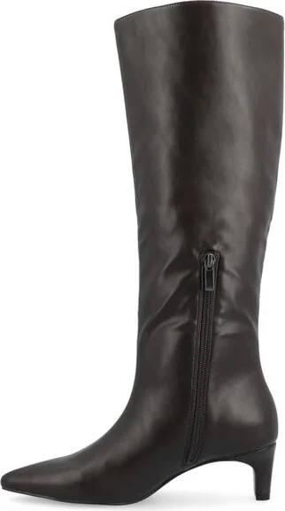 Journee Collection Wide Width Extra Wide Calf Women's Tullip Kitten Heel Pointed Toe Boots, Blush 7.5W - Image 5