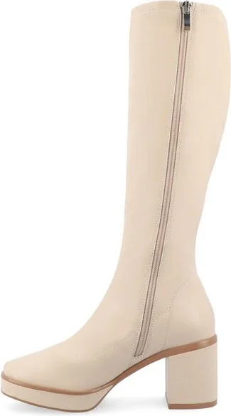 Journee Collection Wide Width Wide Calf Women's Alondra Platform Square Toe Boots, Tan 7.5W - Image 3