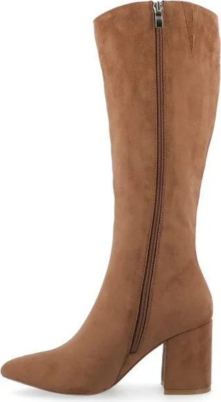 Journee Collection Wide Width Wide Calf Women's Ameylia Covered Block Heel Pointed Toe Boots, Black 12W - Image 2