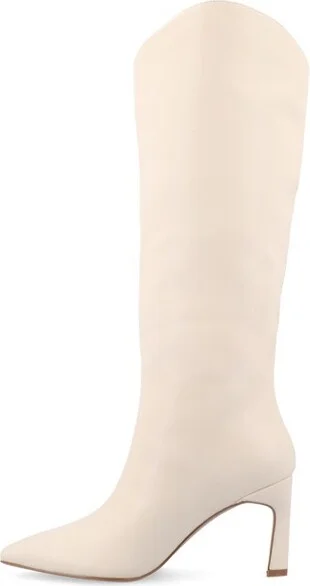 Journee Collection Wide Width Wide Calf Women's Rehela Pull On Stiletto Heel Boots, Bone 8.5W - Image 2