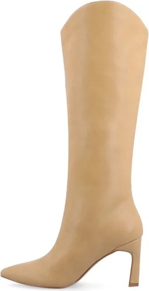 Journee Collection Wide Width Wide Calf Women's Rehela Pull On Stiletto Heel Boots, Bone 8.5W - Image 3