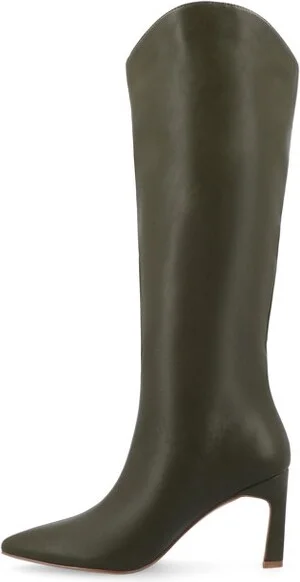Journee Collection Wide Width Wide Calf Women's Rehela Pull On Stiletto Heel Boots, Bone 8.5W - Image 4
