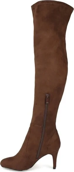 Journee Collection Women's Abie Stiletto Over The Knee Boots Brown - Image 2