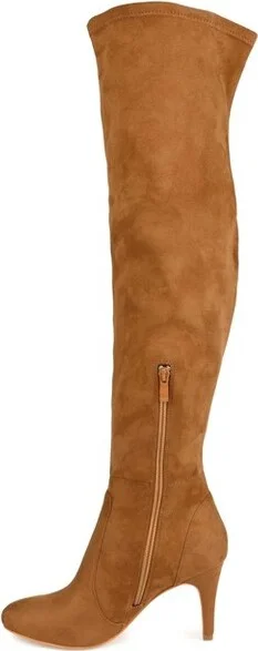 Journee Collection Women's Abie Stiletto Over The Knee Boots Brown - Image 3