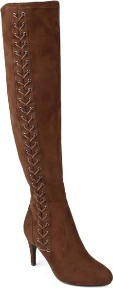Journee Collection Women's Abie Stiletto Over The Knee Boots Brown