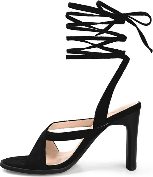 Journee Collection Women's Adalee Ankle Wrap Stacked Heel Sandals Grey - Image 5