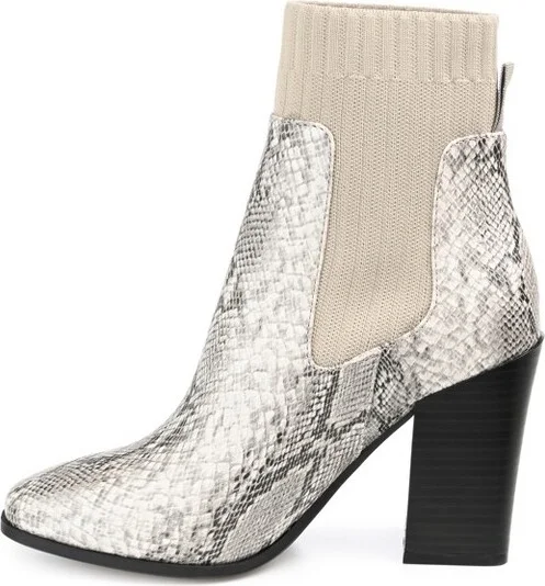 Journee Collection Women's Adalia Pull On Stacked Heel Booties Snake - Image 2