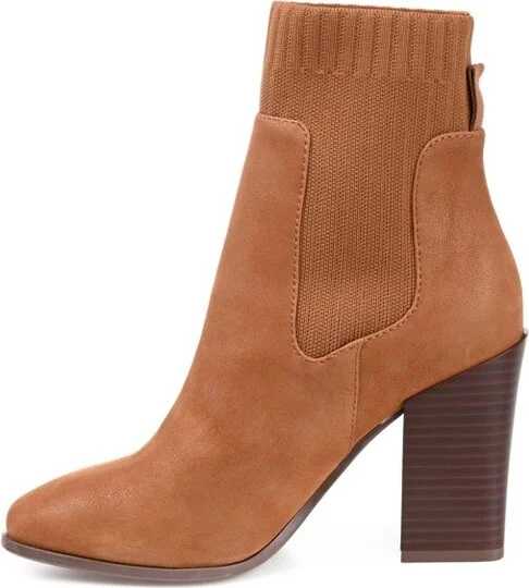 Journee Collection Women's Adalia Pull On Stacked Heel Booties Snake - Image 4