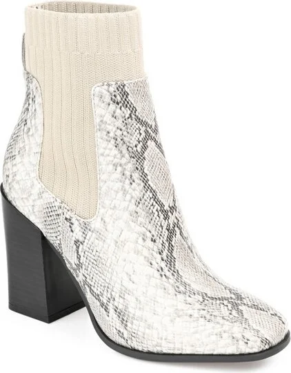 Journee Collection Women's Adalia Pull On Stacked Heel Booties Snake