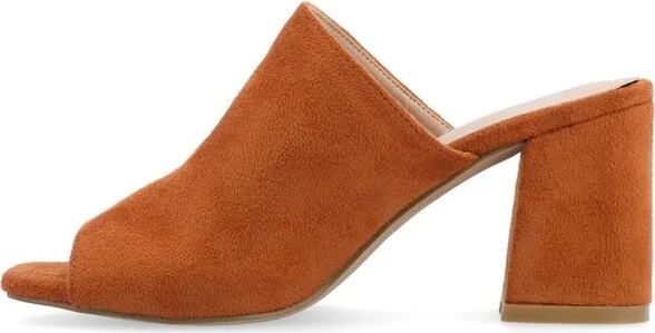 Journee Collection Women's Adelaide Peep Toe Slip On Block Heel Sandals Green 5.5W - Image 4