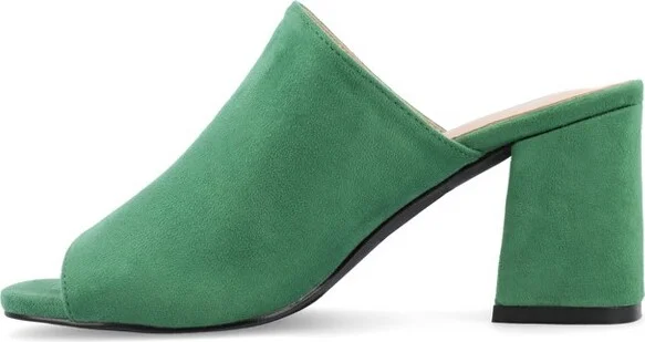 Journee Collection Women's Adelaide Peep Toe Slip On Block Heel Sandals Green 5.5W - Image 6