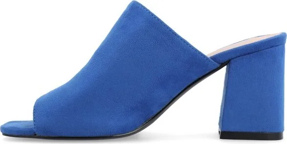 Journee Collection Women's Adelaide Peep Toe Slip On Block Heel Sandals Green 5.5W - Image 10