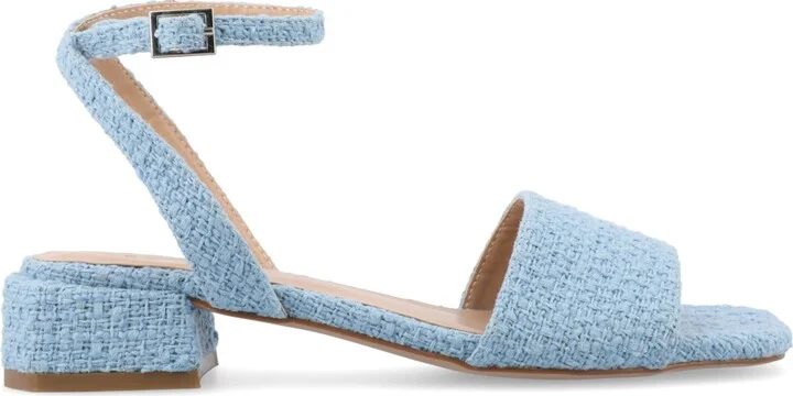 Journee Collection Women's Adleey Ankle Strap Tweed Block Heel Sandals - Image 2