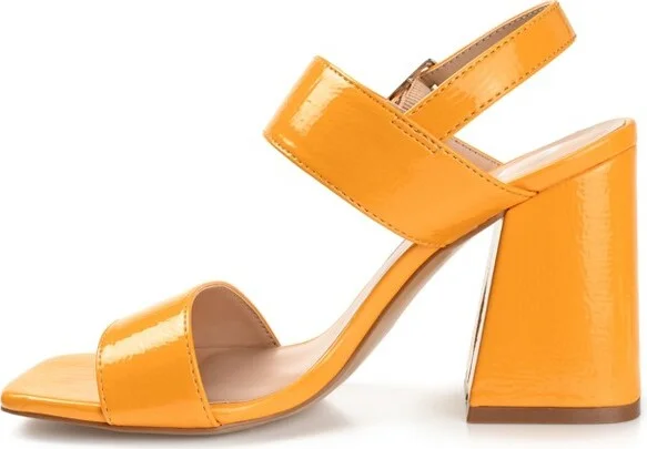 Journee Collection Women's Adras Open Square Toe Block Heel Sandals Orange - Image 2