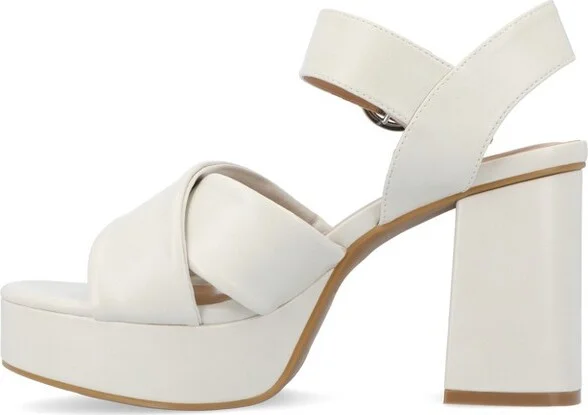 Journee Collection Women's Akeely Mid Heel Platform Sandals Blue - Image 4
