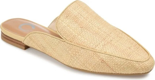 Journee Collection Women's Akza Slip On Square Toe Mules Flats Cognac