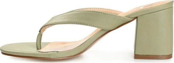 Journee Collection Women's Alika Slip On Block Heel Sandals Olive - Image 2