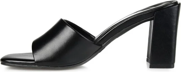 Journee Collection Women's Alisia Open Toe High Block Heel Pumps Black - Image 5