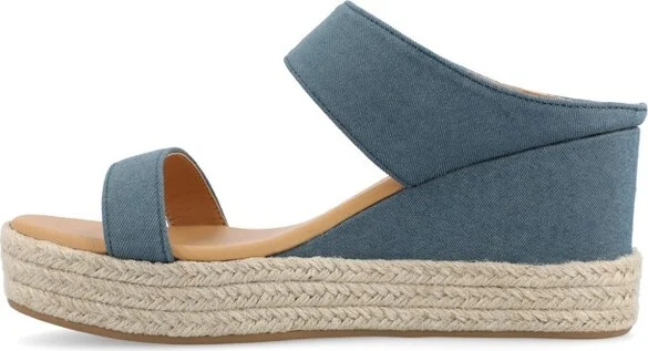 Journee Collection Women's Alissa Wedge Heel Espadrille Sandals Denim - Image 2