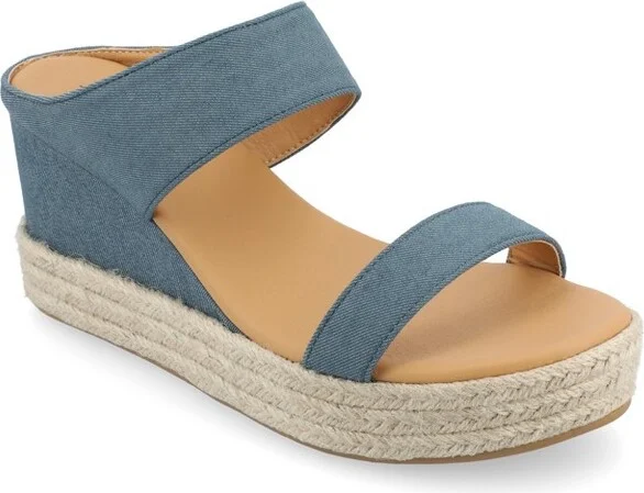 Journee Collection Women's Alissa Wedge Heel Espadrille Sandals Denim