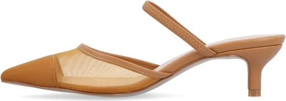 Journee Collection Women's Allana Slip On Kitten Heel Mule Pump Tan - Image 6
