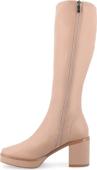 Journee Collection Women's Alondra Platform Square Toe Boots, Brown - Image 3