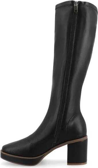 Journee Collection Women's Alondra Platform Square Toe Boots, Brown - Image 6