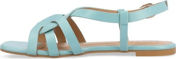 Journee Collection Women's Alorra Buckle Flat Sandals Patent/Nude - Image 5