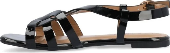 Journee Collection Women's Alorra Buckle Flat Sandals Patent/Nude - Image 6