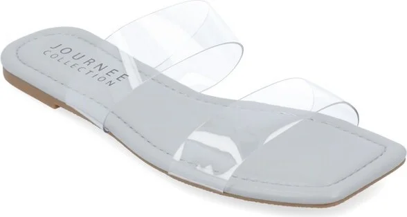 Journee Collection Women's Amata Lucite Strap Slide Sandals Blue