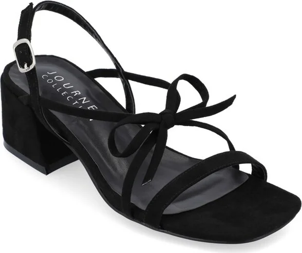 Journee Collection Women's Amity Sling Back Multi Strap Block Heel Sandals Black
