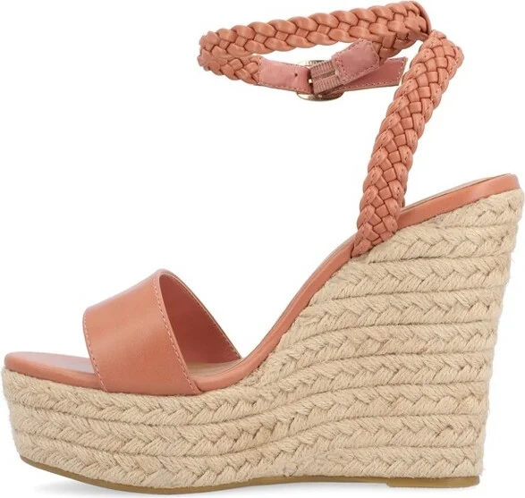 Journee Collection Women's Andiah Buckle Espadrille Wedge Sandals Rose - Image 2