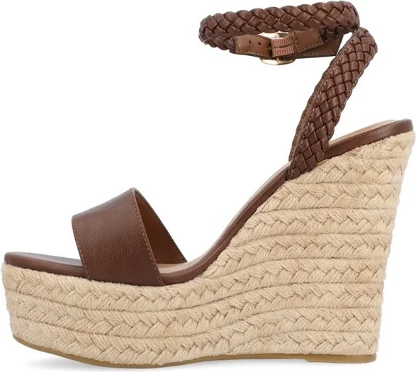 Journee Collection Women's Andiah Buckle Espadrille Wedge Sandals Rose - Image 3