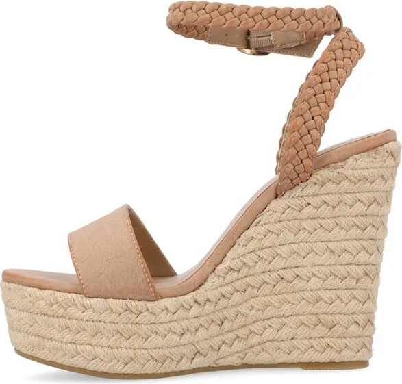 Journee Collection Women's Andiah Buckle Espadrille Wedge Sandals Rose - Image 5