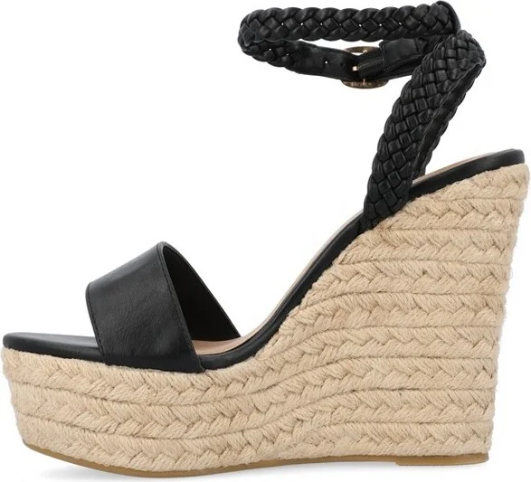 Journee Collection Women's Andiah Buckle Espadrille Wedge Sandals Rose - Image 6