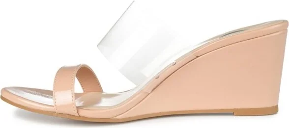 Journee Collection Women's Angelina Slip On Wedge Sandals Beige - Image 2
