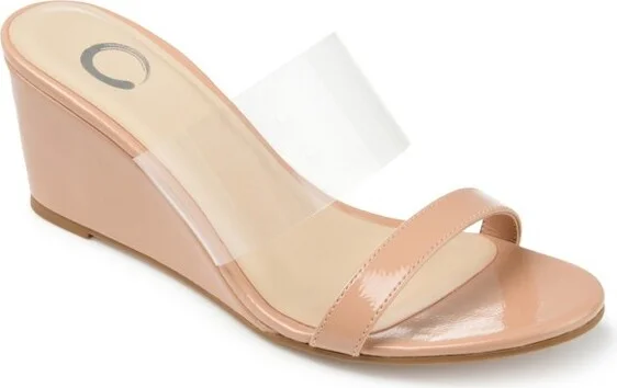 Journee Collection Women's Angelina Slip On Wedge Sandals Beige