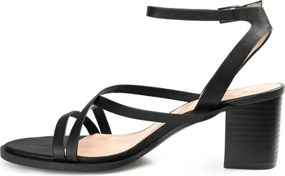 Journee Collection Women's Anikah Buckle Ankle Strap Stacked Heel Sandals Black - Image 2