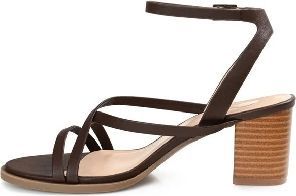 Journee Collection Women's Anikah Buckle Ankle Strap Stacked Heel Sandals Black - Image 3