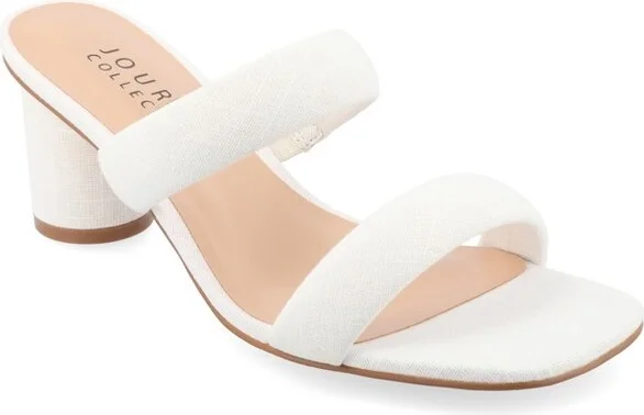 Journee Collection Women's Aniko Double Strap Slip On Sandals, White