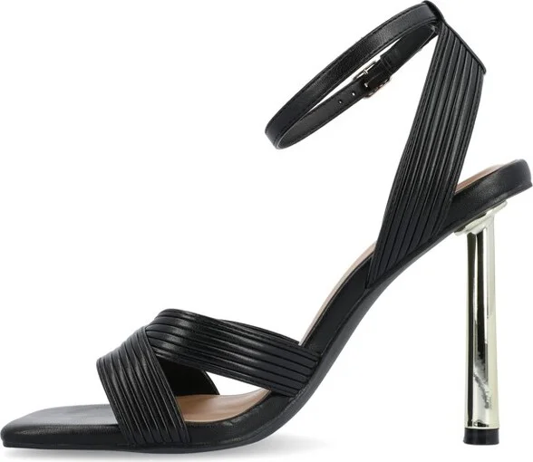 Journee Collection Women's Annett Mid Heel Open Toe Pumps Pewter - Image 2