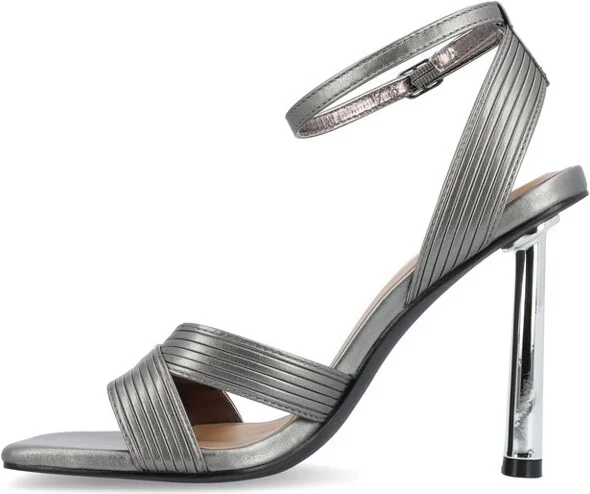 Journee Collection Women's Annett Mid Heel Open Toe Pumps Pewter - Image 5