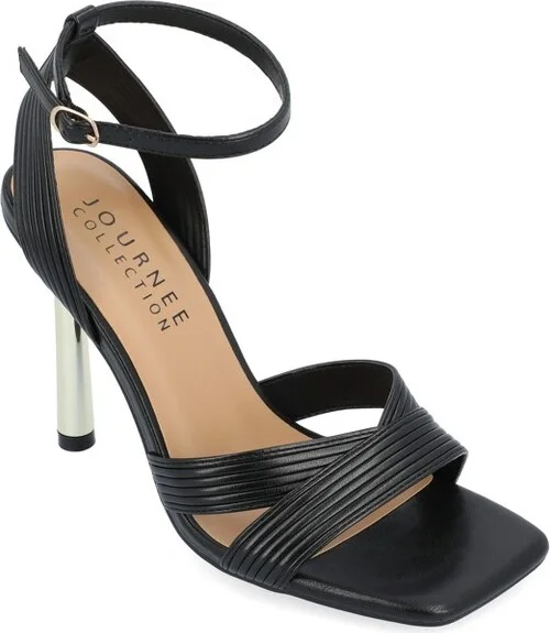 Journee Collection Women's Annett Mid Heel Open Toe Pumps Pewter