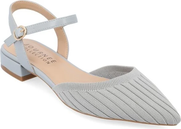 Journee Collection Women's Ansley Mary Jane Pointed Toe Flats Blue