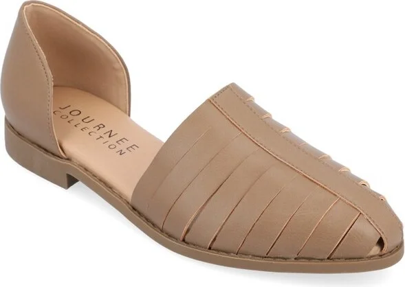 Journee Collection Women's Anyah Ankle Cuff Slip On Almond Toe Flats Taupe