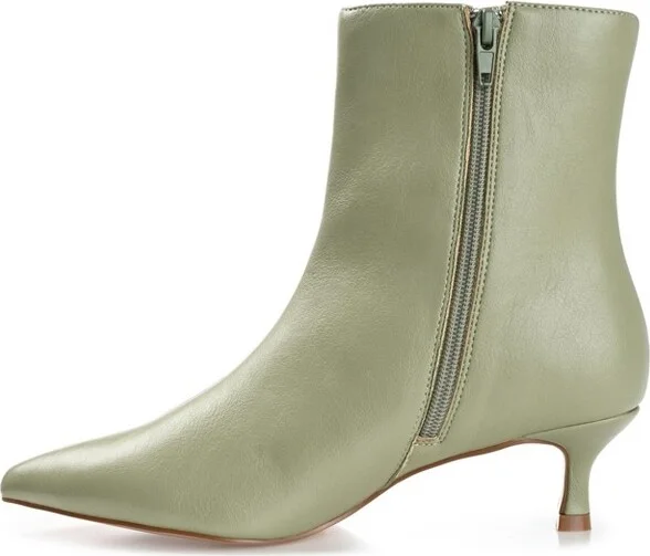 Journee Collection Women's Arely Pointed Toe Kitten Heel Ankle Booties Green - Image 4