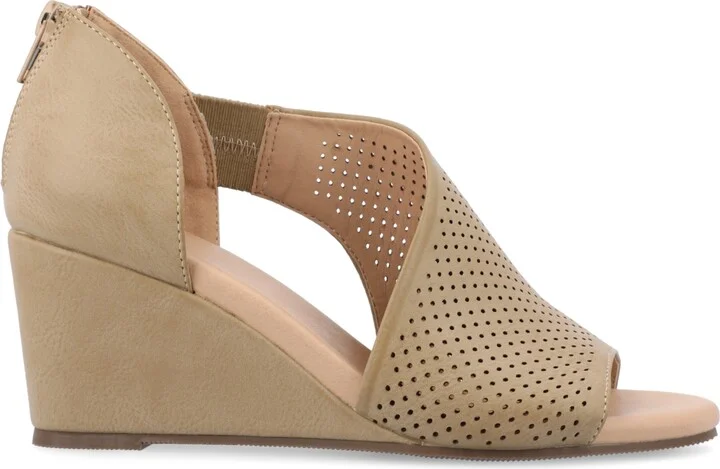 Journee Collection Women's Aretha Perforated Peep Toe Wedge Sandals - Image 2