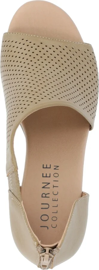 Journee Collection Women's Aretha Perforated Peep Toe Wedge Sandals - Image 4