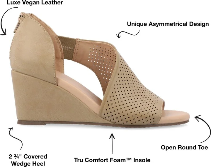 Journee Collection Women's Aretha Perforated Peep Toe Wedge Sandals - Image 6
