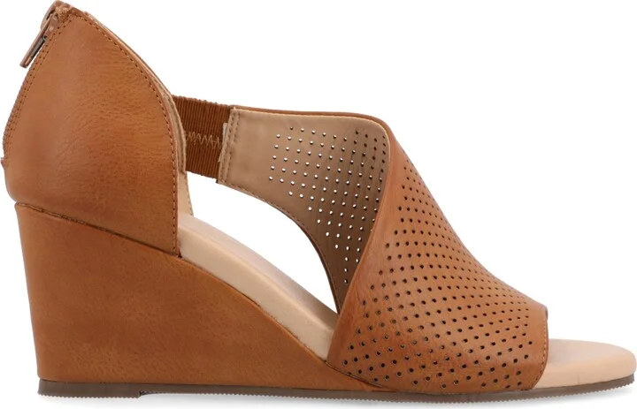 Journee Collection Women's Aretha Perforated Peep Toe Wedge Sandals - Image 7